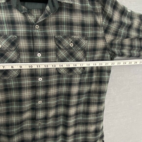 Kuhl Flannel Plaid Shirt Sz Large Black Brown Cotton Tencel Blend - Picture 9 of 10